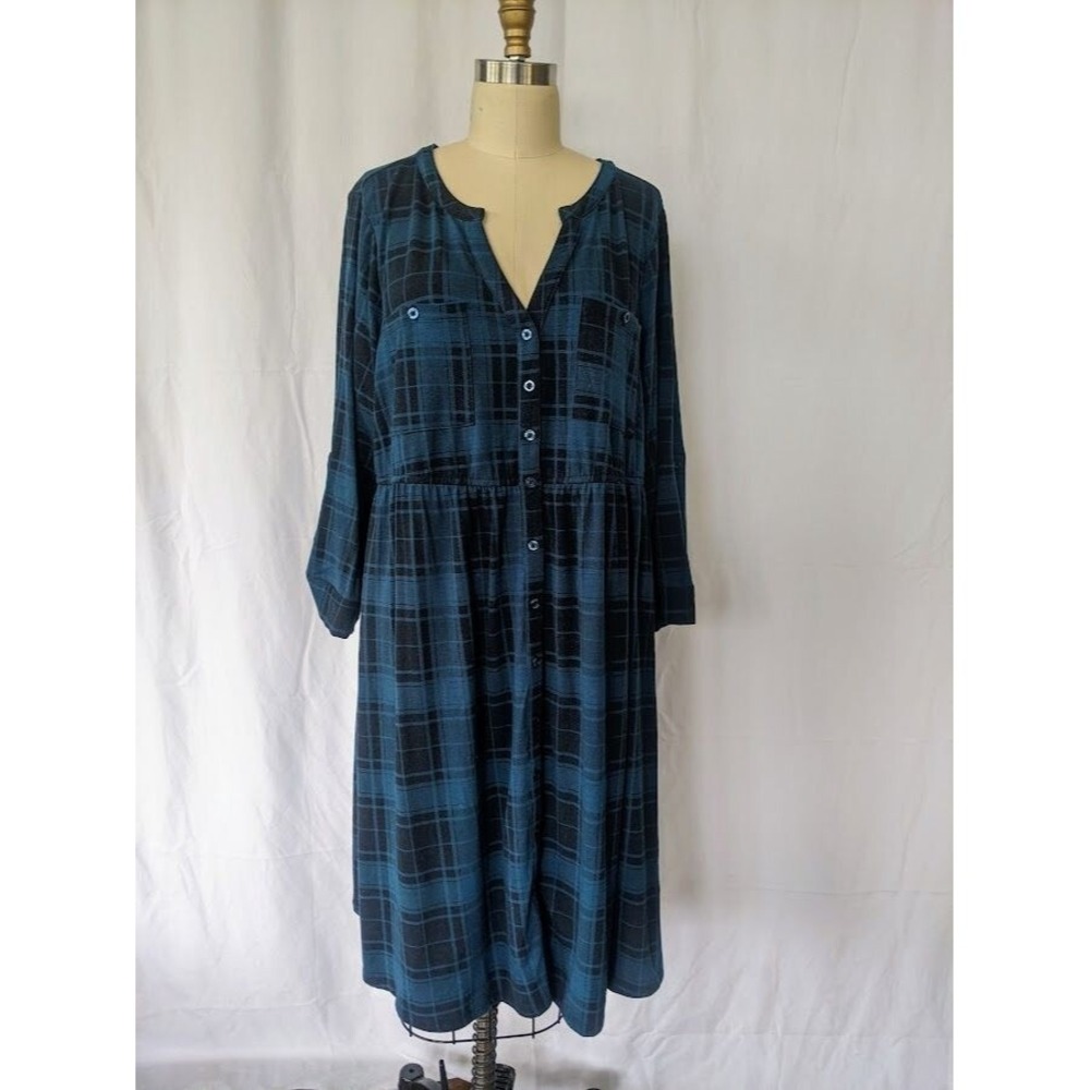 Women's Torrid Mini Jersey Plaid Flannel Shirt Dress Size 2 Preppy